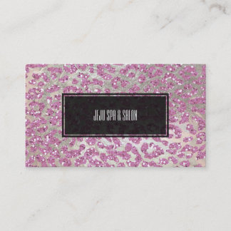 Tarjeta De Visita PixDezines leopardo/rosa/falso brillo+plata