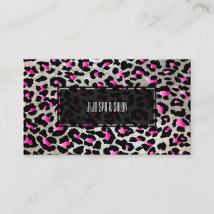 Tarjeta De Visita PixDezines leopardo/rosa/plata falsa
