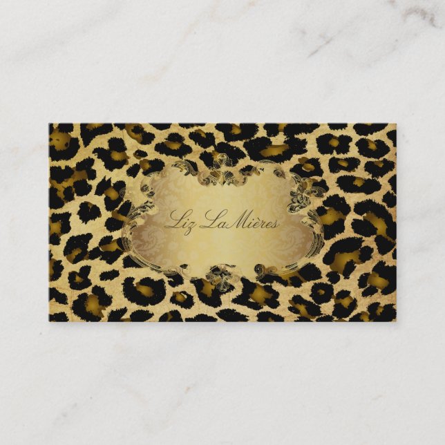 Tarjeta De Visita PixDezines Leopardo vintage (Anverso)