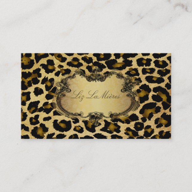 Tarjeta De Visita PixDezines Leopardo vintage (Anverso)