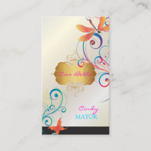 Tarjeta De Visita PixDezines Libélulas Mariposas Remolinos Arcoíris