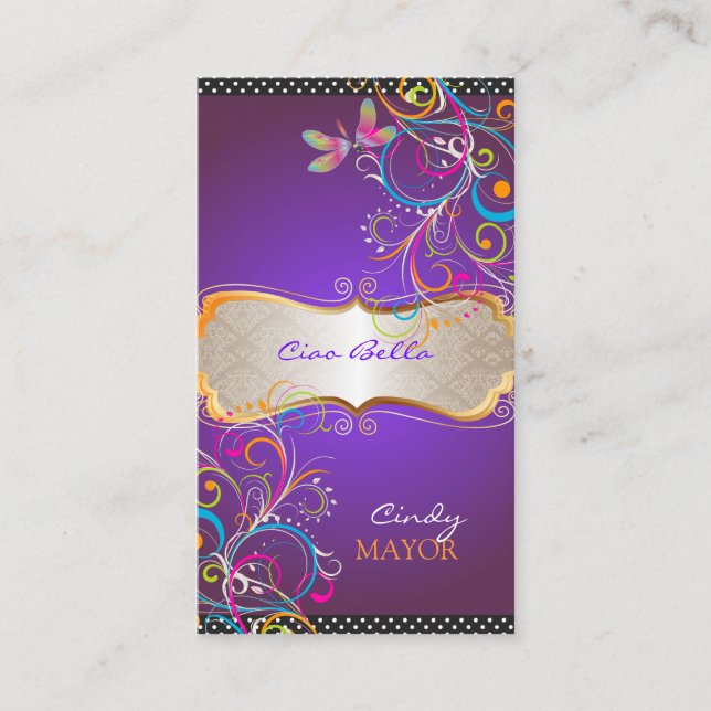 Tarjeta De Visita PixDezines Libélulas/Rosa Real (Anverso)