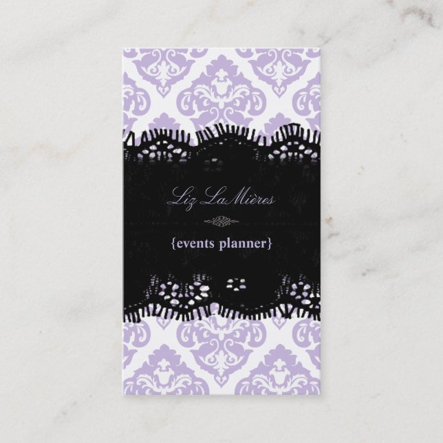 Tarjeta De Visita PixDezines Lilac Olivia Damask/diy fondo (Anverso)