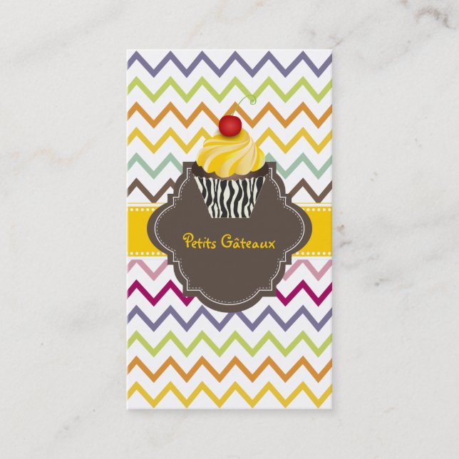Tarjeta De Visita PixDezines limoneros giran cupcake+chevron (Anverso)