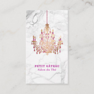 Tarjeta De Visita PixDezines Marble+Faux Rosa Gold Chandelier