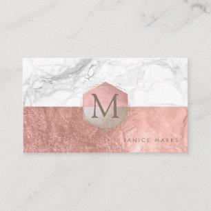 TARJETA DE VISITA PIXDEZINES MARBLE FAUX ROSA ORO+HONEYCOMB