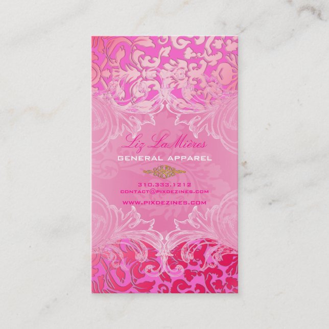 Tarjeta De Visita PixDezines Marie Antoinette en Pique Damask (Anverso)