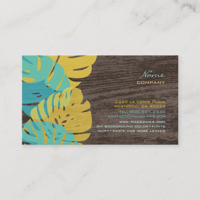 Tarjeta De Visita PixDezines Monstera deja+Panel de madera (Anverso)