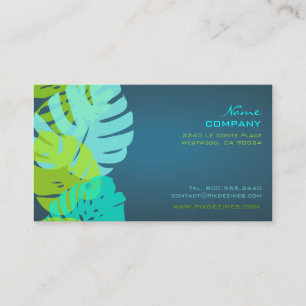 Tarjeta De Visita PixDezines Monstera, Foliage tropical/Lime+Aqua