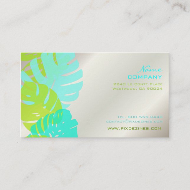Tarjeta De Visita PixDezines Monstera, follaje tropical retro (Anverso)