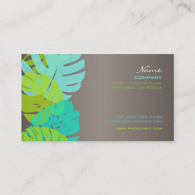 Tarjeta De Visita PixDezines Monstera, follaje tropical retro (Anverso)