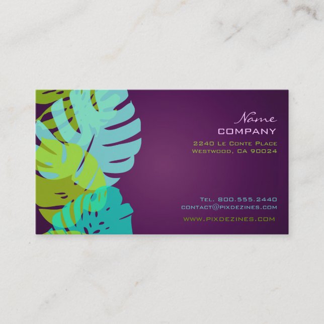 Tarjeta De Visita PixDezines Monstera, follaje tropical retro (Anverso)