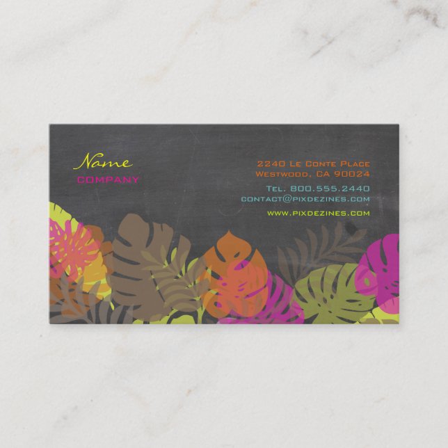 Tarjeta De Visita PixDezines Monstera, follaje tropical retro (Anverso)