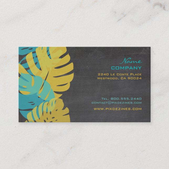 Tarjeta De Visita PixDezines Monstera, follaje tropical retro (Anverso)