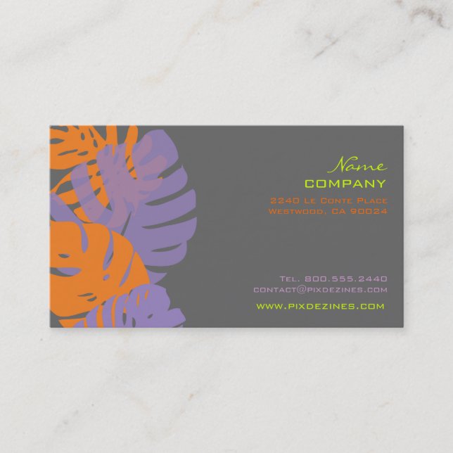 Tarjeta De Visita PixDezines Monstera, follaje tropical retro (Anverso)