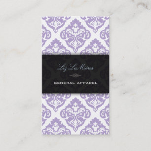 Tarjeta De Visita PixDezines morado + olivia blanco Damask