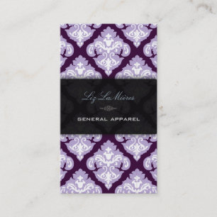 Tarjeta De Visita PixDezines morado + olivia blanco Damask
