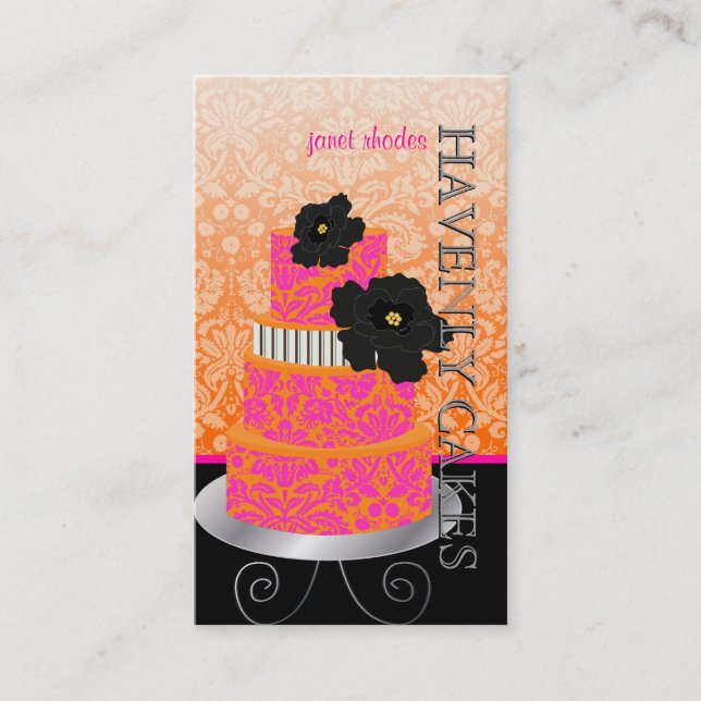 Tarjeta De Visita PixDezines Naranja+Pastel de damasco rosado calien (Anverso)