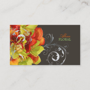 Tarjeta De Visita PixDezines naranjas, lirios de calila/orquídeas ve