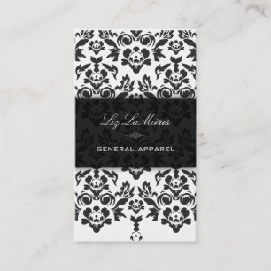 Tarjeta De Visita PixDezines Negro+Blanco Alta Costura Damask