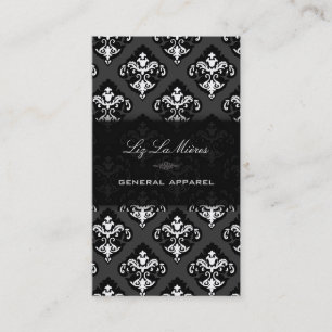 Tarjeta De Visita PixDezines negro + blanco Olivia Damask