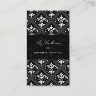 Tarjeta De Visita PixDezines negro + blanco Olivia Damask