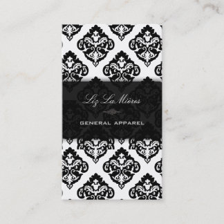 Tarjeta De Visita PixDezines negro + blanco Olivia Damask