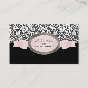 Tarjeta De Visita PixDezines Negro, Rosa, Blanco Fidora Damask