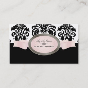 Tarjeta De Visita PixDezines Negro, Rosa, Blanco Isabella Damask