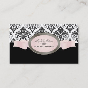 Tarjeta De Visita PixDezines Negro, Rosa, Blanco Jolie Damask