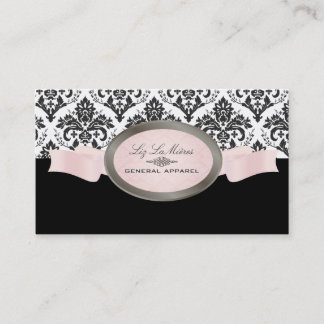 Tarjeta De Visita PixDezines Negro, Rosa, Blanco Jolie Damask