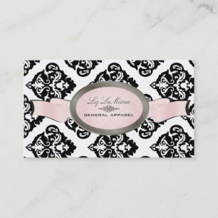 Tarjeta De Visita PixDezines negro, rosa, blanco Oliva Damask