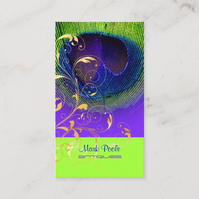 Tarjeta De Visita PixDezines neon peacock eye/filigree (Anverso)
