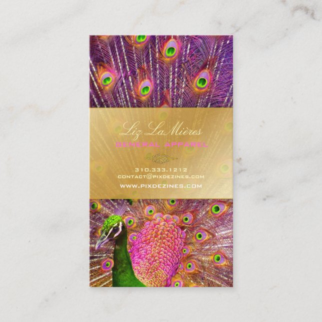 Tarjeta De Visita PixDezines Orgullosa pluma de pavo real por la lon (Anverso)