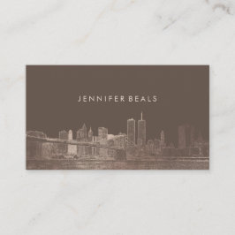 Tarjeta De Visita PixDezines Oro Rosa NYC Fondo de Skyline/DIY