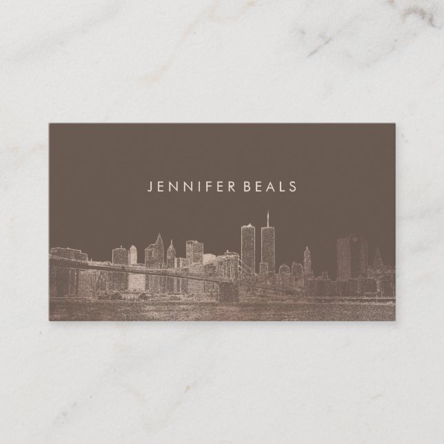 Tarjeta De Visita PixDezines Oro Rosa NYC Fondo de Skyline/DIY (Anverso)