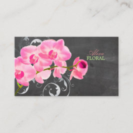 Tarjeta De Visita PixDezines orquídeas muai rosas, floristas/pizarra