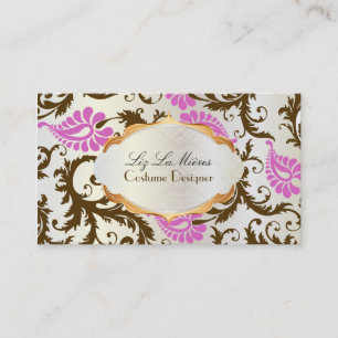 Tarjeta De Visita PixDezines pavo damasco/chocolate+rosa