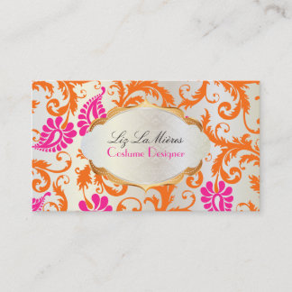 Tarjeta De Visita PixDezines pavo damasco/tangerina tago+rosa pasión