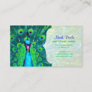 Tarjeta De Visita PixDezines pavo real azul aguamarina/efecto acuare