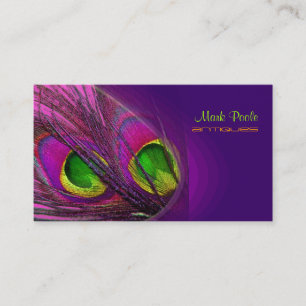 Tarjeta De Visita PixDezines Pavo Real Psicodélico, ¡Personalízalo!