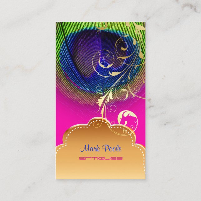 Tarjeta De Visita PixDezines Peacock eye+filigree giros (Anverso)