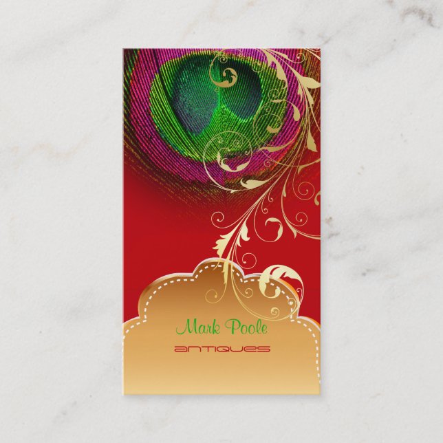 Tarjeta De Visita PixDezines Peacock eye+filigree swirls (Anverso)