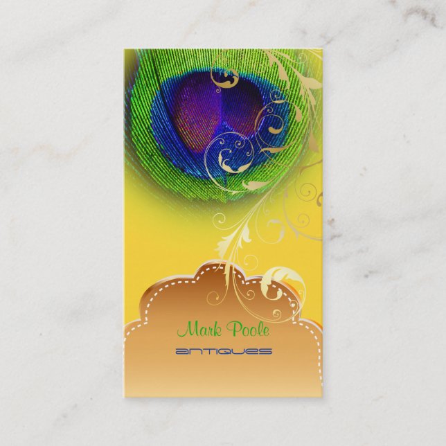 Tarjeta De Visita PixDezines Peacock eye+filigree swirls (Anverso)