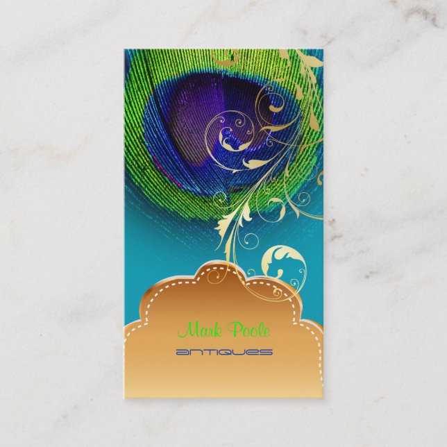 Tarjeta De Visita PixDezines Peacock eye+filigree swirls (Anverso)