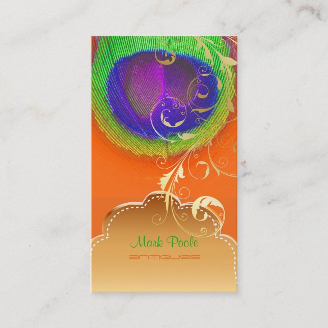 Tarjeta De Visita PixDezines Peacock eye+filigree swirls (Anverso)