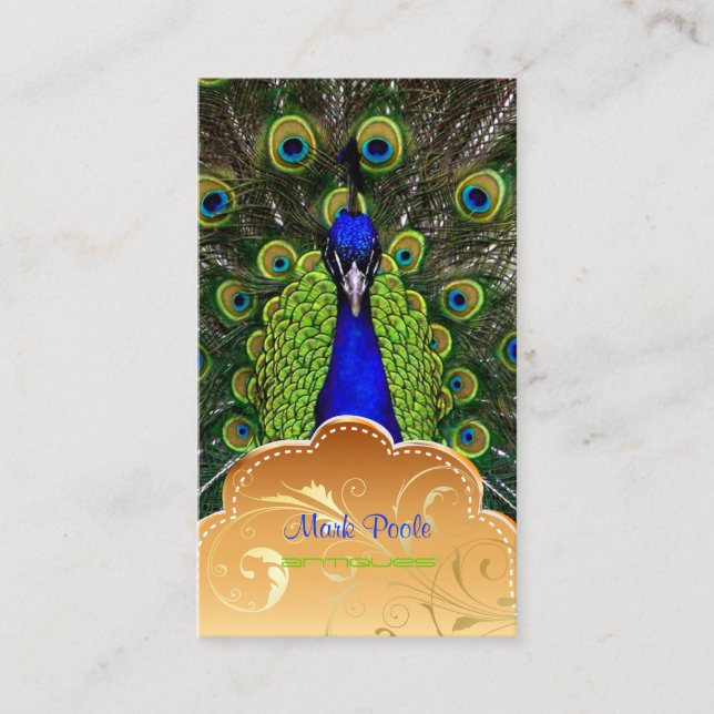 Tarjeta De Visita PixDezines Peacock+filigree remolinos (Anverso)