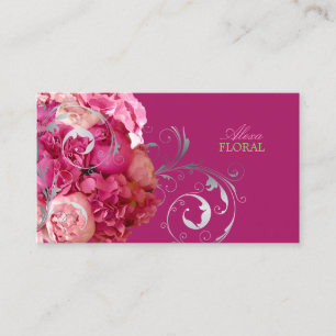 Tarjeta De Visita PixDezines Peonías/Hortensias/Fondo casero