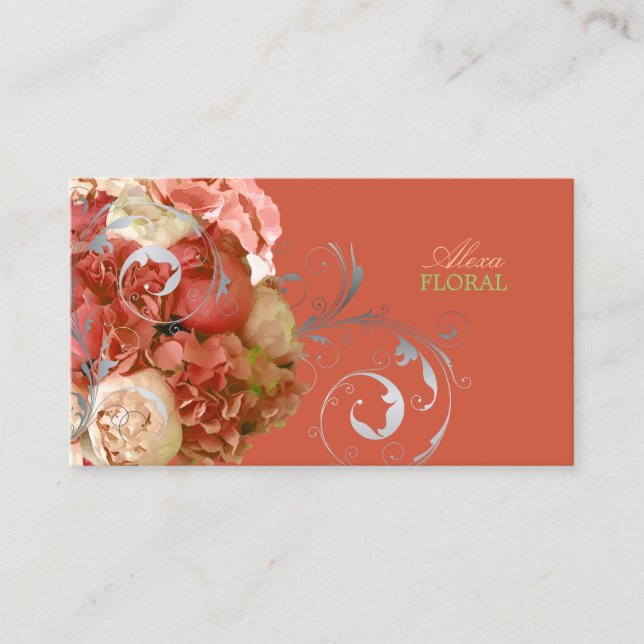 Tarjeta De Visita PixDezines peonías+hydrangeas/fondo diy (Anverso)