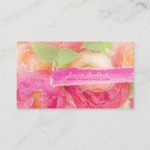 Tarjeta De Visita PixDezines peonías ramos/fondo diy